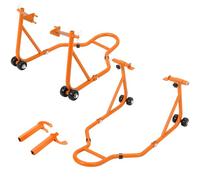 Garvee Motorcycle Stand Lift, Heavy Duty Motorcycle Stand Lift Combo 380 kg (850lb) Capacity with Wheels, Front Fork & Adjustable U+L Rear Spool Stands for Sport & Cruiser Bikes, Orange