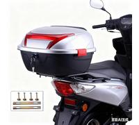 Garvee Motorcycle Top Box with 32l Volume, Motorbike Tail Box, with Secure Lock & Large Reflector, for Motorcycles, Scooters, Mopeds, Silver