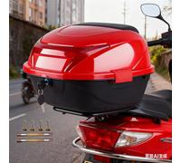 Garvee Motorcycle Top Box with 32l Volume, Motorbike Tail Box, with Secure Lock & Large Reflector, for Motorcycles, Scooters, Mopeds, Red