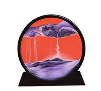 Garvee Moving Sand Art Picture, 3D Dynamic Flowing Sand Painting with Round Glass Frame, Liquid Motion Ocean Desk Toy for Home & Office, Stress Relief Relaxing Gift, 7 in, Purple