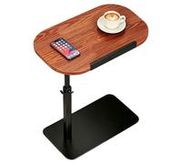 Garvee Multi-Functional C-Shaped Overbed Table - Height Adjustable, 360° Rotating Swivel Tray, Ultra-Slim Base for Sofa, Bed, or Hospital - Space-Saving Medical Laptop & Snack Stand - Natural Wood