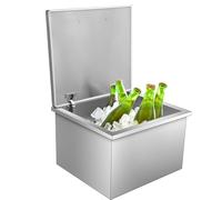 Garvee Premium 304 Stainless Steel Drop-in Ice Chest, Built-in Drinks Cooler Well with Hinged Lid & Drainage Pipe, Commercial Ice Bin for Outdoor Kitchen, Garden Bar, Wine & Beer