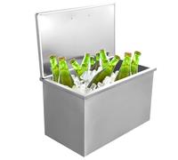 Garvee Premium 304 Stainless Steel Drop-in Ice Chest, Built-in Drinks Cooler Well with Hinged Lid & Drainage Pipe, Commercial Ice Bin for Outdoor Kitchen, Garden Bar, Wine & Beer
