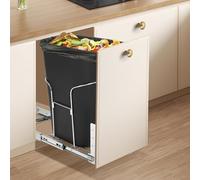Garvee Pull Out Trash Can Under Cabinet, Kitchen Cupboard Cabinet Bin with 33.1L Trash Can & Soft-Close Slides, Easy to Install Smooth Pull-Out Design with Metal Frame for Recycling and Waste