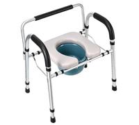 Garvee Raised Toilet Seat Riser for Seniors, Adjustable Height, Safety Handles & Padded Backrest, Portable Commode Chair, 500lbs Capacity, Medical Bathroom Aid - Color: Satin