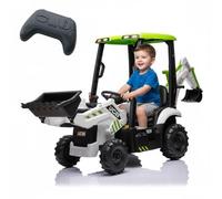 Garvee Ride on Tractor and Trailer, 4-in-1 Kids Ride on Excavator Digger with Adjustable Shovel Bucket & Bulldozer, 12V Electric Dumper with 2.4G Remote Control and Horn for 3+ Years Old Boys Girls -C