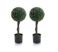 Garvee Set of 2 Artificial Boxwood Topiary Ball Trees, 24 Inch Faux Milan Grass Decorative Plants in Planter Pots, UV Resistant, Weatherproof for Indoor Outdoor Home, Porch, Patio, Garden Décor