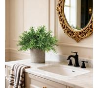 Garvee Set of 3 Mini Artificial Potted Plants - Realistic Eucalyptus, Rosemary & Sage - Modern Eco-Friendly Pulp Pots - Maintenance-Free Faux Greenery for Home, Kitchen, Bathroom, Office or Shelf