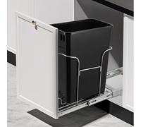 Garvee Slide Out Garbage Shelf for Pull Out Trash Can Under Cabinet, Easy to Install Metal Frame for Under Sink Trash Can, Soft-Close Slides for Kitchen Cupboard Cabinet Bin 10.47 * 17.72inch