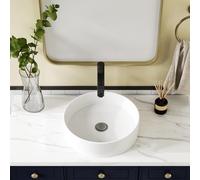 Garvee Square Ceramic Vessel Basin, Thin Edge Glossy White for Bathroom