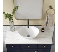 Garvee Square Ceramic Vessel Basin, Thin Edge Glossy White for Bathroom