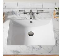 Garvee Square Ceramic Vessel Basin, Thin Edge Glossy White for Bathroom