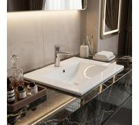 Garvee Square Thin Edge Ceramic Basin Wall Mount, Faucet Hole & Overflow