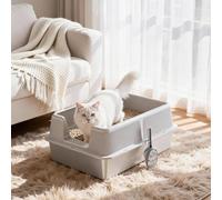 Garvee Stainless Steel Cat Litter Box with High Sides, Odor-Resistant | Non-Stick, Leak-Proof, Easy Clean, Extra Large Litter Tray with Free Scoop for Multi Cats Fat Cats Large Cats, 70x50x35cm
