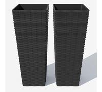 Garvee Tall Planter Set of 2, 82cm Flower Pots with 4 Drainage Holes, Indoor Outdoor Tapered Square Planters, Extra Large Plant Pot for Home Garden Patio Backyard - with Tray Black