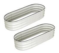 Garvee Tool-Open Assembly Kit Raised Garden Beds, 2 Pack 4.5x2x1Ft Oval Metal Planter Boxes, Galvanized Steel, Open-Ended Base, Rubber Edge, Ideal for Outdoor Vegetables, Flowers, Fruits, White