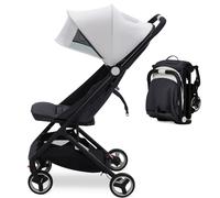 Garvee Ultra Compact Travel Stroller for Babies and Toddlers, Lightweight, One Hand Fold, Adjustable Recline 95° 150°, 5 Point Harness, Durable Wheels, Airplane Cabin Approved, City Buggy