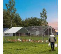 Garvee Walk-in Galvanized Metal Chicken Run Enclosure, 3 x 6 x 2M