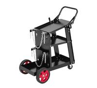 Garvee Welding Cart, 3 Tier Heavy-Duty Trolley with Top Shelf, Ergonomic Handle, Welder Cart with Safety Chains, Wire Hooks, Sturdy Mobile Welding Equipment Storage Cart for Welders, Plasma Cutters