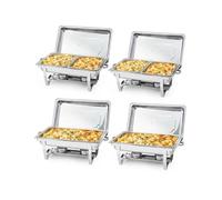 GarveeHome 1 Stainless Steel Square Hot Pot Stove 62*35.5*30.5cm with Chafing Dish Buffet Set Rectangular Stainless Steel Chafer, Buffet Servers and Warmers, Food Warmers for Parties 8 Quart, Catering