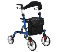 GarveeHome 2-in-1 Rollator Walker & Wheelchair for Seniors - Lightweight Collapsible Mobility Aid, Adjustable Height, Brakes, Seat, 12" All-Terrain Rubber Wheels, Backrest, Footrest, Heavy Duty, 300