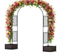 GarveeHome 2 in 1 Rose Arch with Metal Frame, 2 Flower Box Planters - Trellis, Archway, Garden Pergola