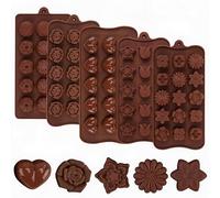 GarveeHome 5 Pack Silicone Flower Chocolate Molds, Non-Stick, Reusable Candy & Cake Baking Tools for Chocolate, Hard Candy, Jelly, Gummy, Ice Cubes, Soap, Candle, Crayon Crafts, Microwave Safe