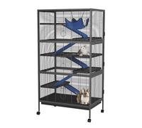 GarveeHome 59" H Small Animal Cage, 6-Tier Critter Nation Cage with Ramps, Platforms, and Tray, Rolling Lagre Metal Ferret Cage for Chinchilla, Cat, Hamster, Guinea Pig, Rabbit, Black