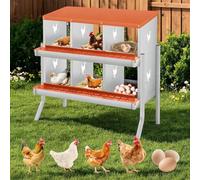 GarveeHome 6-Compartment Chicken Nesting Box - Metal Roll-Away Laying Box for Hens, Durable Poultry Nest with Sloped Floor for Cleaner Eggs - Ideal for Coops, Sheds & Smallholdings