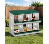 GarveeHome 6-Compartment Chicken Nesting Box - Metal Roll-Away Laying Box for Hens, Durable Poultry Nest with Sloped Floor for Cleaner Eggs - Ideal for Coops, Sheds & Smallholdings