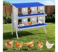 GarveeHome 6-Compartment Chicken Nesting Box - Metal Roll-Away Laying Box for Hens, Durable Poultry Nest with Sloped Floor for Cleaner Eggs - Ideal for Coops, Sheds & Smallholdings