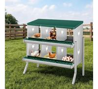 GarveeHome 6-Compartment Chicken Nesting Box - Metal Roll-Away Laying Box for Hens, Durable Poultry Nest with Sloped Floor for Cleaner Eggs - Ideal for Coops, Sheds & Smallholdings