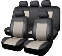 GarveeHome 9-Piece PU Leather Car Seat Covers for 5-Seater Vehicles, Universal Fit, Curved Sandwich Stitching, Independent Packaging, Includes Extra Shipping Bag, Beige