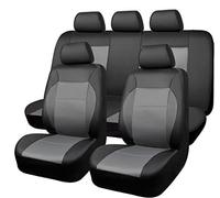 GarveeHome 9-Piece PU Leather Car Seat Covers for 5-Seater Vehicles, Universal Fit, Curved Sandwich Stitching, Independent Packaging, Includes Extra Shipping Bag, Gray
