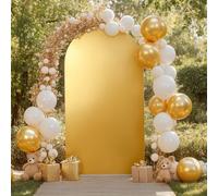 GarveeHome Arch Background Cover, 7.2 ft Spandex Wedding Arch Cover, Background Cover Decoration for Ceremony, 1.2 x 2.2 m Shiny Arch Covers for Birthday Party, Celebration, Banquet, Gold