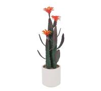 GarveeHome Artificial Cactus in Pot 118 x 22 cm, Artificial Plant Cactus with Stone and Red Flower, Decorative Desert Cacti, Plastic Succulents Plants for Office, Living Room, Home Decoration