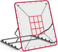GarveeHome Baseball Rebounder Net, Fielding Trainer with 9 Pockets Target with Adjustable Angles, Multi-Angle Training Net for Football, Volleyball, Basketball, Lacrosse and More (Red)