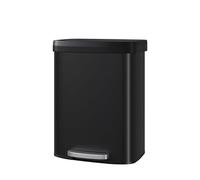 GarveeHome Black Step-On Kitchen Trash Can 60L, Stainless Steel Rubbish Bin with Soft Close Lid, Fingerprint Resistant, Easy Clean Removable Inner Bucket for Home Office (Black, 60L)