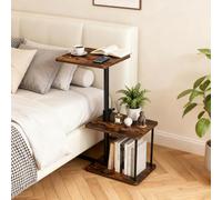 GarveeHome c Shaped Side Table w/360° Swivel Top, 46-84cm Height Adjustable | Sofa Side Table Slides Under, Rolling TV Tray & Bedside Laptop Desk for Living Room, Small Spaces