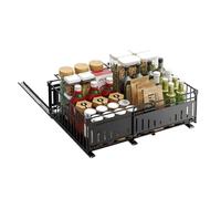 GarveeHome Carbon Steel Cabinet Storage Rack 1 or 2 Pack - No Drilling Required, Adjustable and Foldable, Pull-Out Basket, Multiples of 12, Under Sink Kitchen Organizer