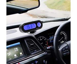 GarveeHome Digital Car Dashboard Clock with LED Backlight, 2-in-1 Electronic Clock & Thermometer, Luminous Large LCD Screen, Temperature Gauge, Stick-on Battery Design, Global Car, Office, Desk