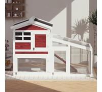 GarveeHome Durable 2-Story Wooden Small Animal Cage for Rabbits & Guinea Pigs - Weatherproof Hutch with Waterproof Roof, Leak-Proof Tray, Anti-Chew Metal Ramp, Removable Tray & Spacious Run - Indoor