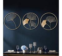 GarveeHome Elegant Modern 3D Ginkgo Leaf Metal Wall Sculpture Set, Handmade Iron Home Decor Accent, Gold & Copper Art for Living Room, Bedroom, Dining Room, Bathroom, Luxury Sculpture, Set of 3