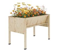 GarveeHome Elevated Wooden Raised Garden Bed with Legs -116.5x60x77cm Deep Planter Box, Hooks, Liner & Wheels, Great for Outdoor Vegetable, Herb & Flower Growing - Standing Planter for Patio, Balcony,