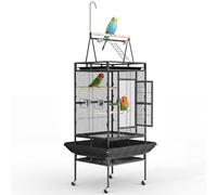 GarveeHome Extra Large 82-Inch Parrot Cage for Large Birds - Heavy Duty Wrought Iron Aviary with Play Top, Spacious Interior, Rope Perch, Removable Easy-Clean Tray, Secure Lock, Rolling Stand - Ideal