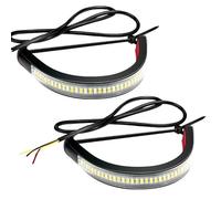 GarveeHome Flexible Motorcycle LED Fork Turn Wave Lights, Dual-Color Amber & White, Adjustable DRL Daytime Running Strips, Global 12V Waterproof Indicators, 2 Pack