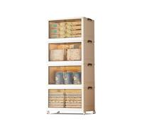 GarveeHome Foldable Shoe Storage Box with Lid, Large Capacity Stackable Storage Bins with Wheels, Freestanding Collapsible Shoes Cabinet Closet Organizer Containers