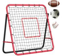 GarveeHome Football Rebounder Net, Adjustable Soccer Rebounder Net, Portable Kids Football Training Soccer Kickback Door 100 x 100cm Iron Frame