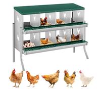 GarveeHome Galvanised Steel Chicken Nesting Box - 8 or 10 Compartments Large Vents - Easy Egg Collection, Wall Mounted, Ideal Egg Tray for Chickens and Poultry