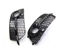 GarveeHome Glossy Black Honeycomb Front Bumper Grille Covers for Audi Q5 S Line 2013-2017 - Mesh Fog Light Trim - Durable ABS - Easy Installation - OEM Replacement 8R0807681S/8R0807682N